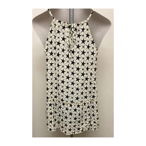 🆕Suzanne Betro Ivory Star Print Tier Tank L🆕 - Picture 5 of 10